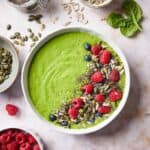 Green smoothie bowl with avocado