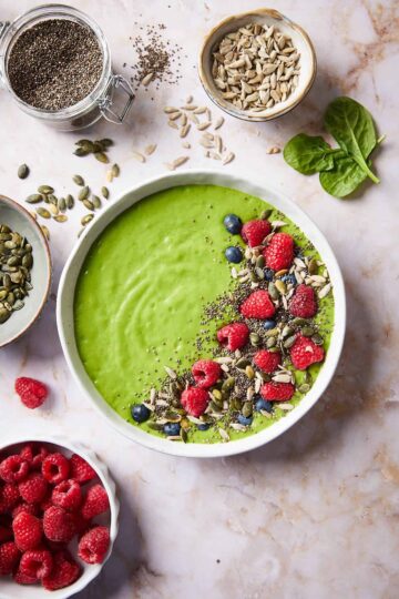 Green smoothie bowl with avocado